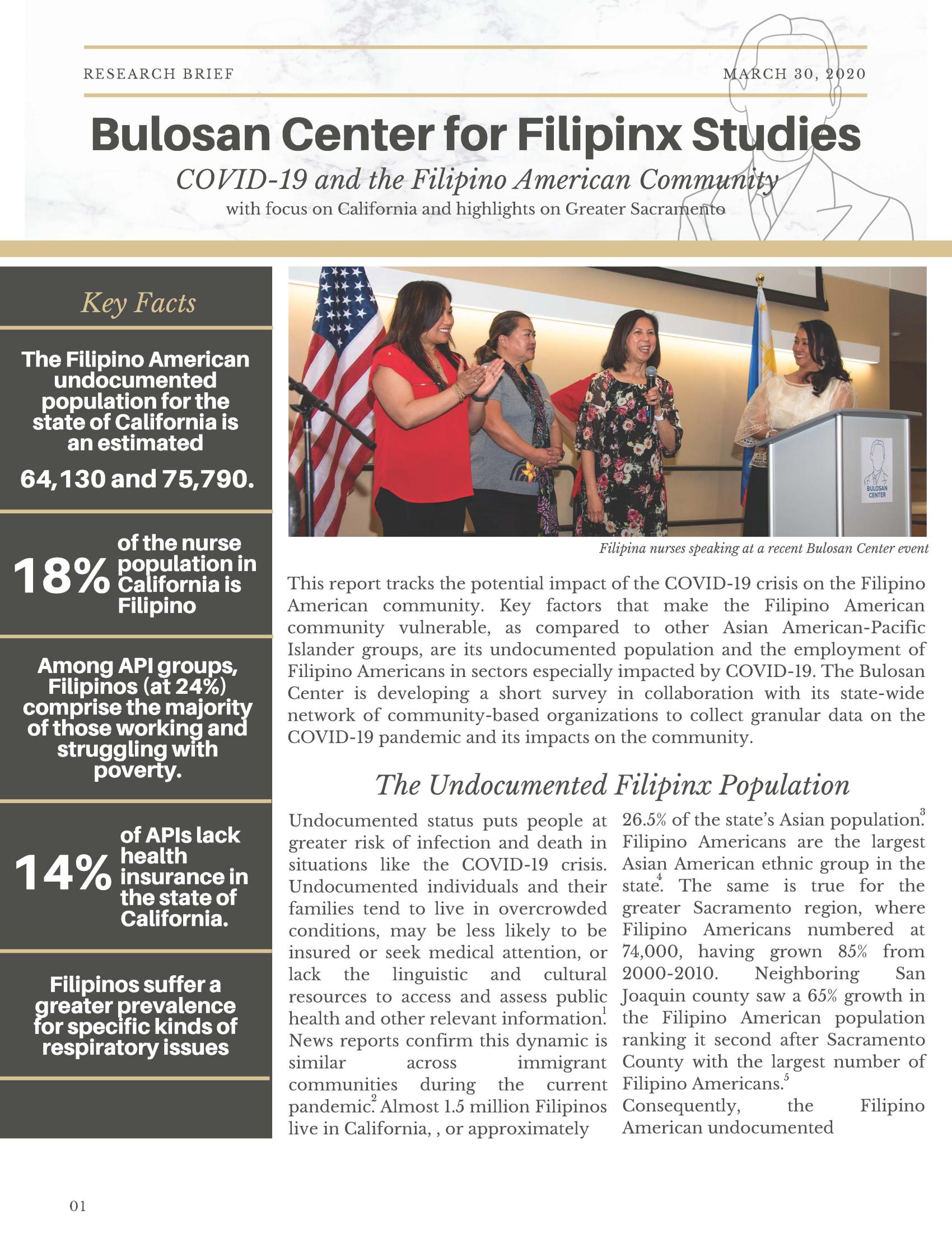 Bulosan Center Covid-19 Research Brief page 1