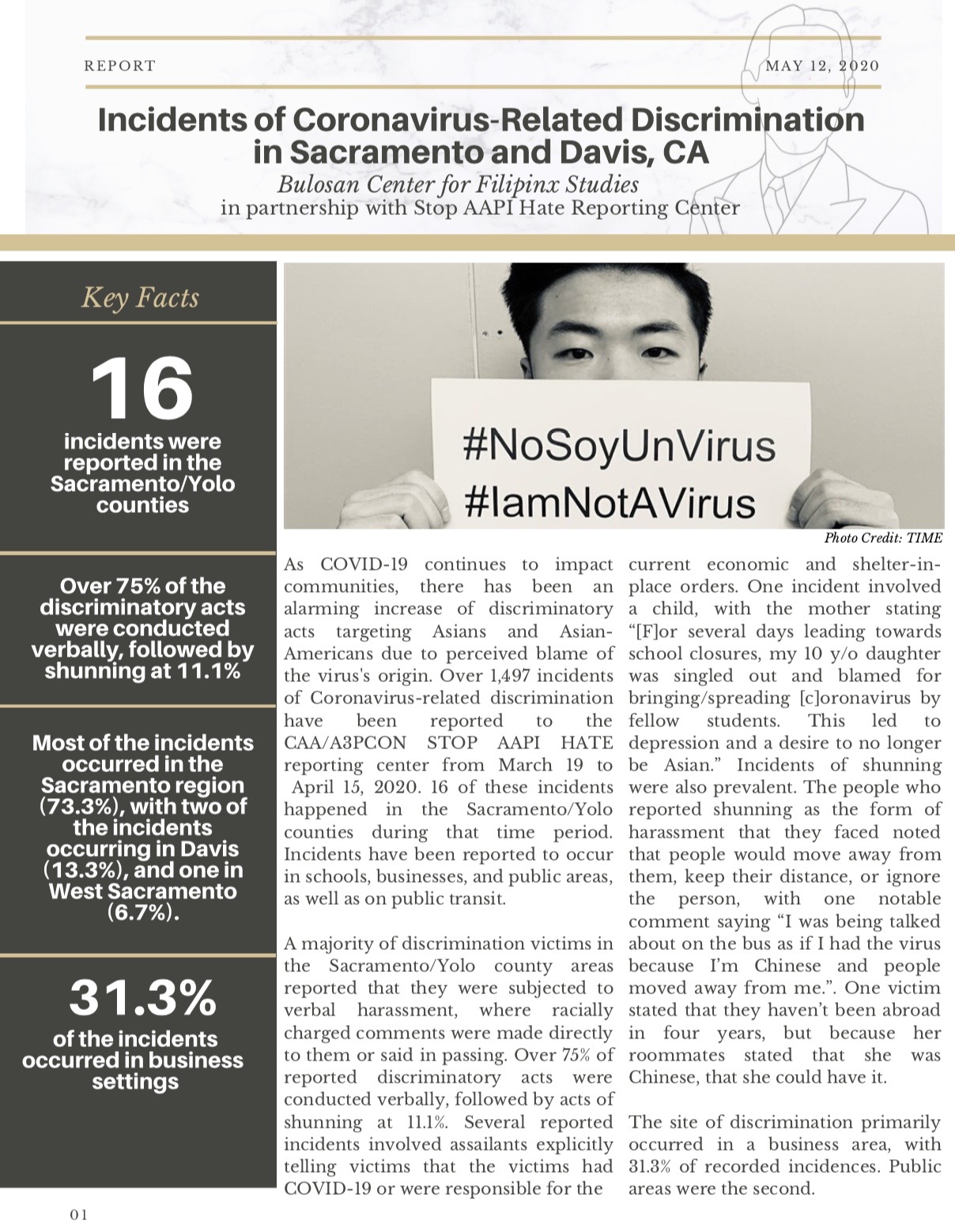 Report: Incidents of Coronavirus-Related Discrimination in Sacramento and Davis, CA